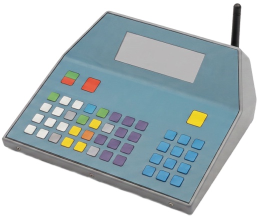 The wireless tabletop controller the table crew operates at the scorer's table