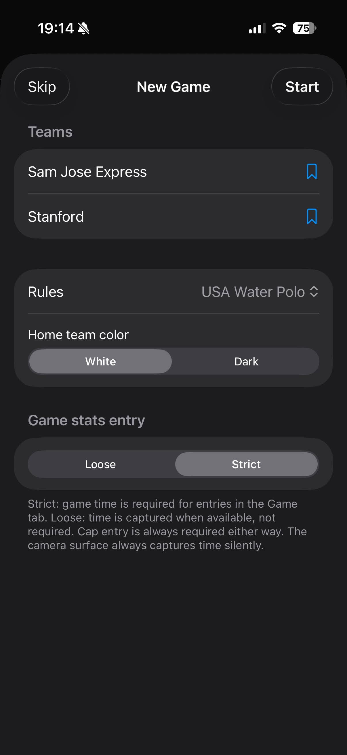 Setting up a new game